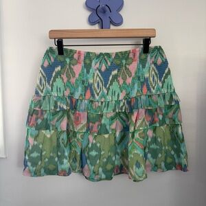 Love the Label Large Vera Ikat‎ Bermuda Mini Skirt Boho Tribal Ruffle Colorful